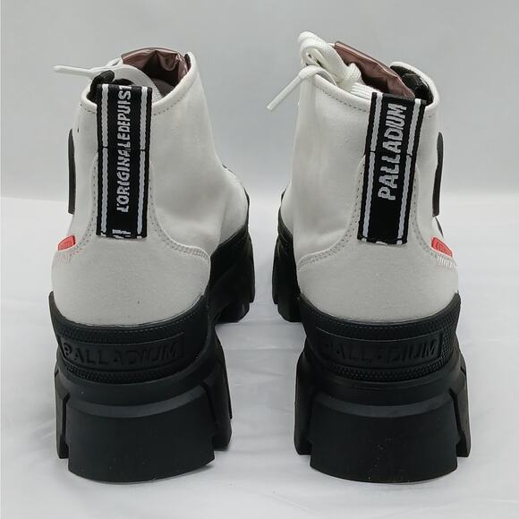 Palladium Revolt Hi TX Combat Boots Women 9 White Chunky Heel Platform Lug Sole - Picture 4 of 13
